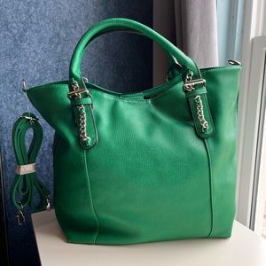 JustFab Green Shoulder Tote Bag